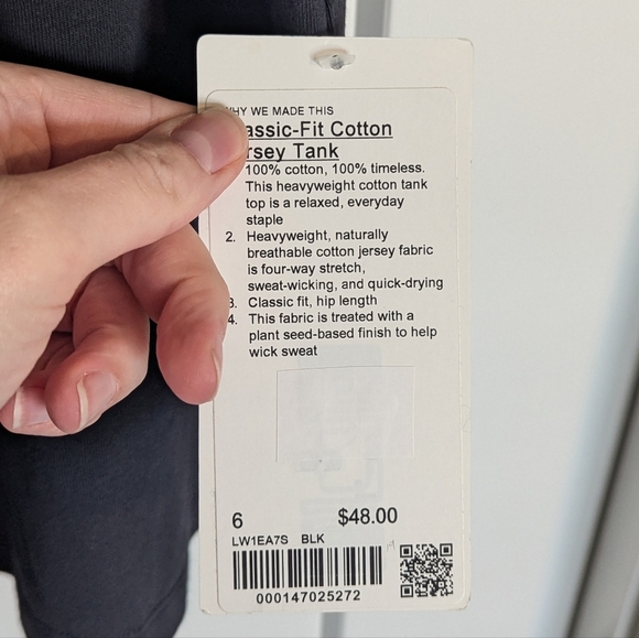 Lululemon NWT Classic Fit Jersey Tank - Black sz 6 - Picture 6 of 6